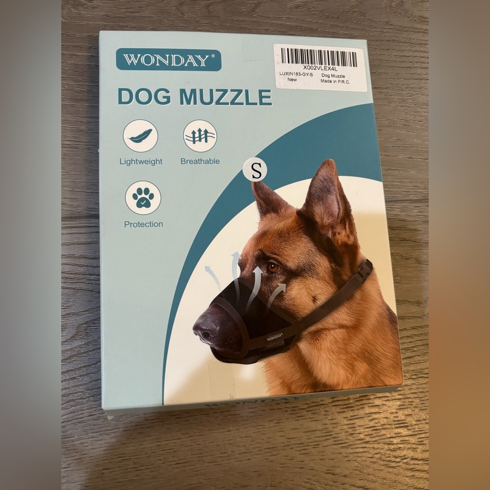 WONDAY Nylon Dog Muzzle Breathable Light-Weight Mesh - Gray - Size Small